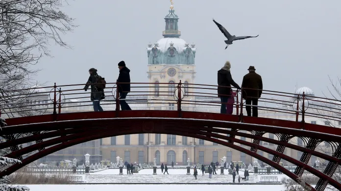 Berlínský Charlottenburg zasypal sníh