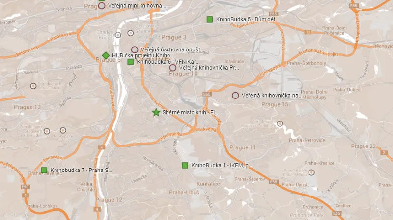 Pražská mapa Knihobudek
