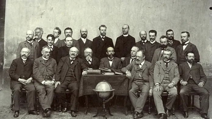 Karel Klostermann s profesory německé reálky v Plzni