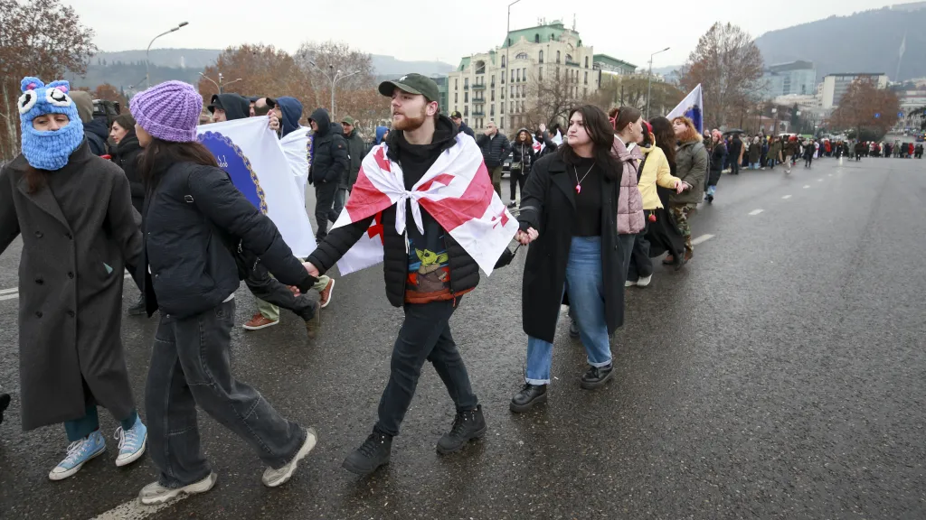 Lidský řetěz v Tbilisi