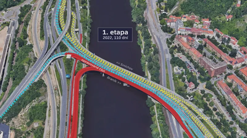 První etapa rekonstrukce Barrandovského mostu