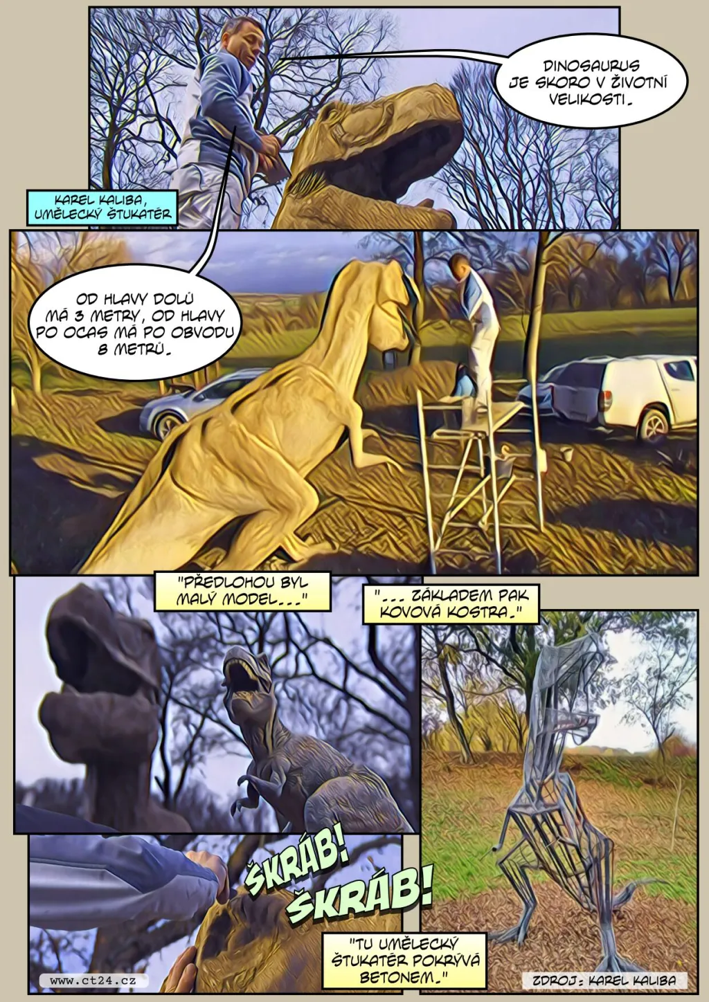 Dinosauři u říčky Syčivky. Jejich modely zdobí novou naučnou stezku na Teplicku