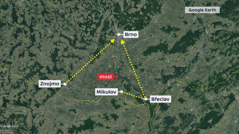 Možné objízdné trasy při uzavření mostu přes Novomlýnské nádrže