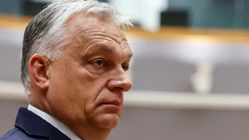 Maďarský premiér Viktor Orbán na summitu lídrů EU v Bruselu (26. 6. 2025)