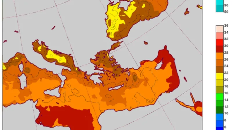 Teplota vody v západním a východním Středomoří