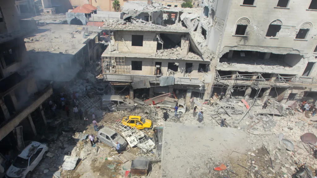 Město Idlib po náletu