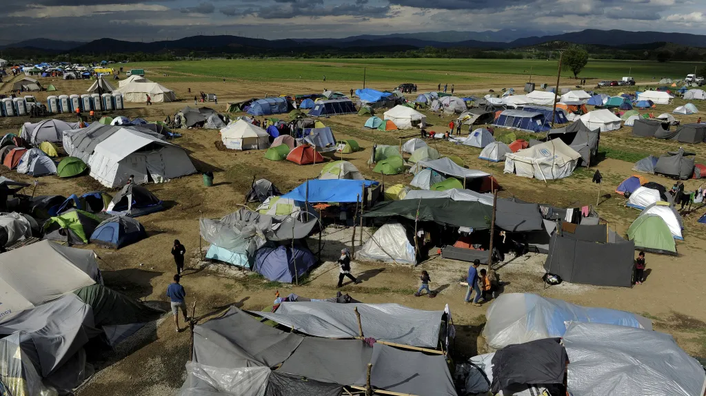 Uprchlický tábor na řecko-makedonské hranici