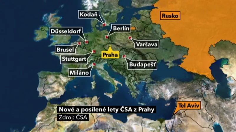 Nové a posílené lety ČSA z Prahy