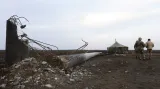 Zničený sloup elektrického vedení na Krymu