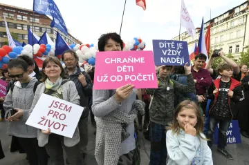 Prahou prošli odpůrci i zastánci potratů. Aktivistky protestovaly i při mši kardinála Duky