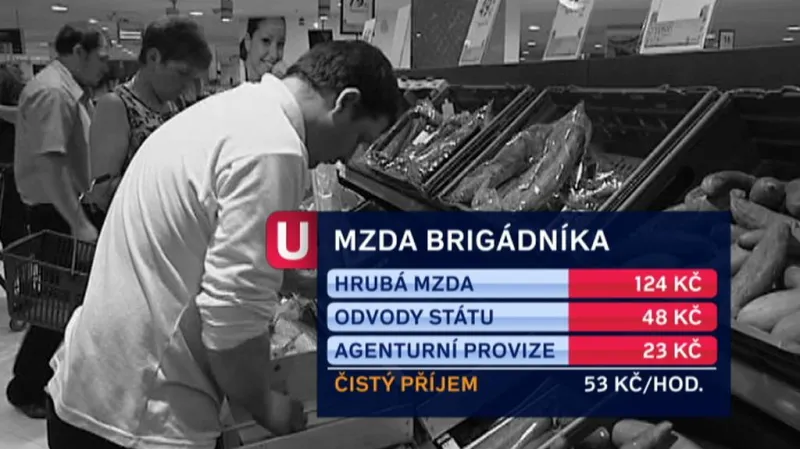 Čistý příjem brigádníka po odečtení odvodů státu a agenturní provize