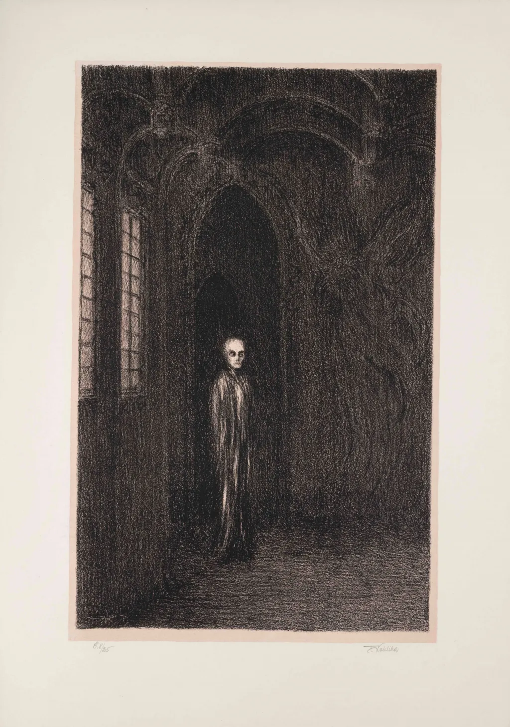 K vidění jsou díla Františka Koblihy (Maska červené smrti, z cyklu Třicet litografií k básním a prosám E. A. Poe, 1950)
