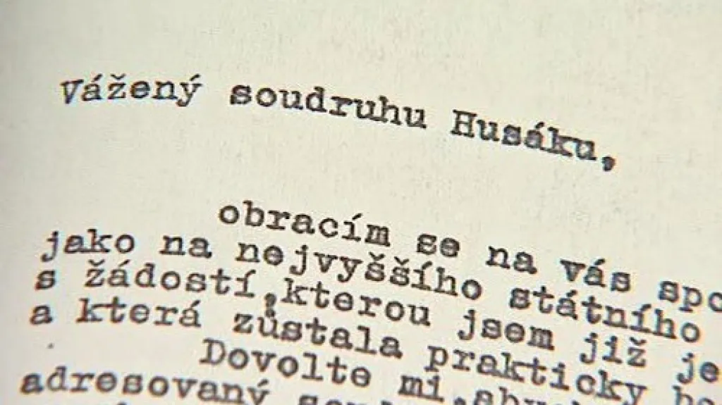 Dopis prezidentovi Gusávu Husákovi