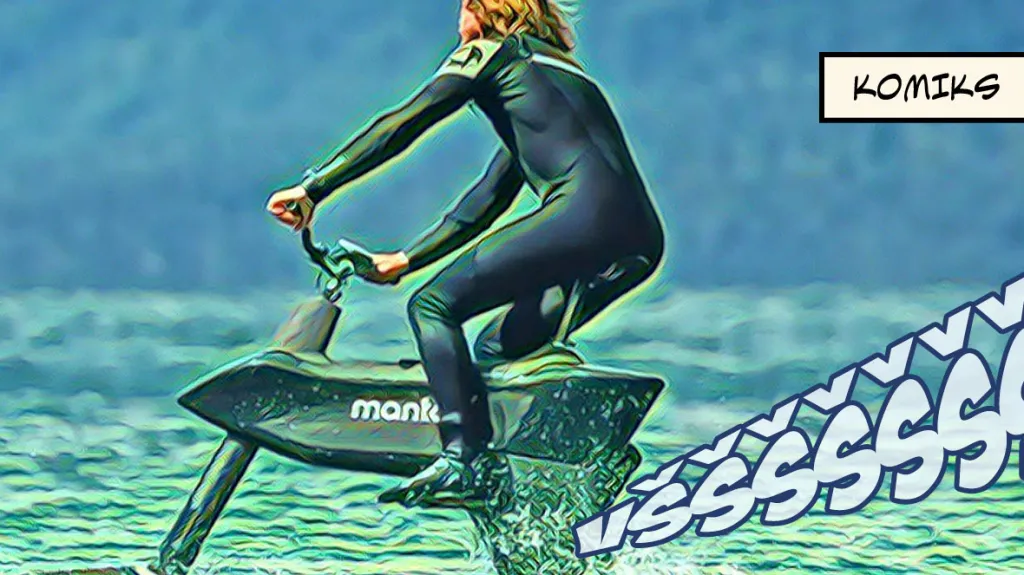 Experimentální vodní bicykl dovolí sportovcům brázdit hladiny vodních ploch