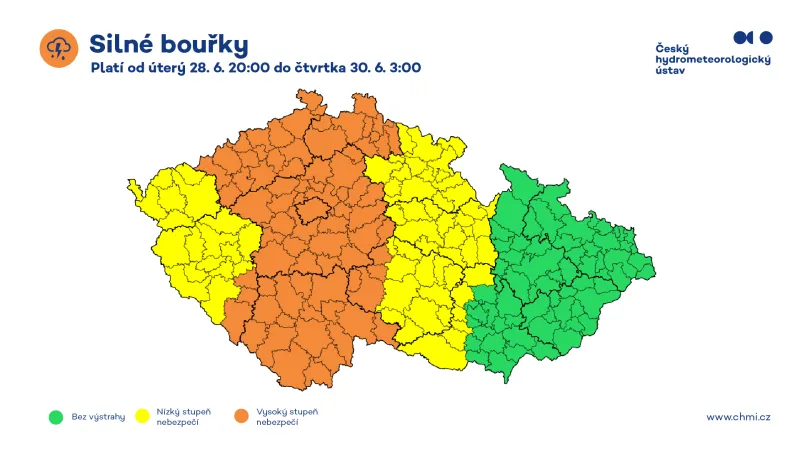 Výstraha před silnými bouřkami