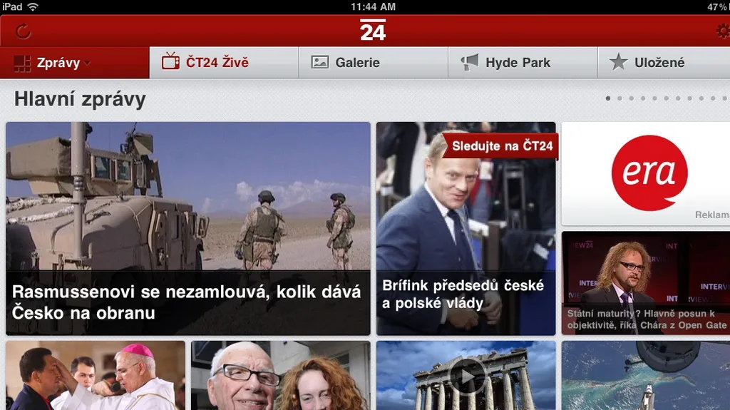Zpravodajství ČT24 v iPadu