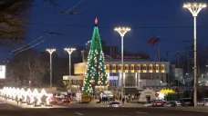 Centrum podněsterské metropole Tiraspolu (3. ledna 2025)