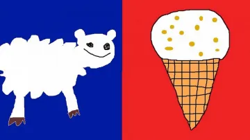 Ovce a zmrzlina jako symboly Nového Zélandu (autor návrhu: Jesse Gibbs)