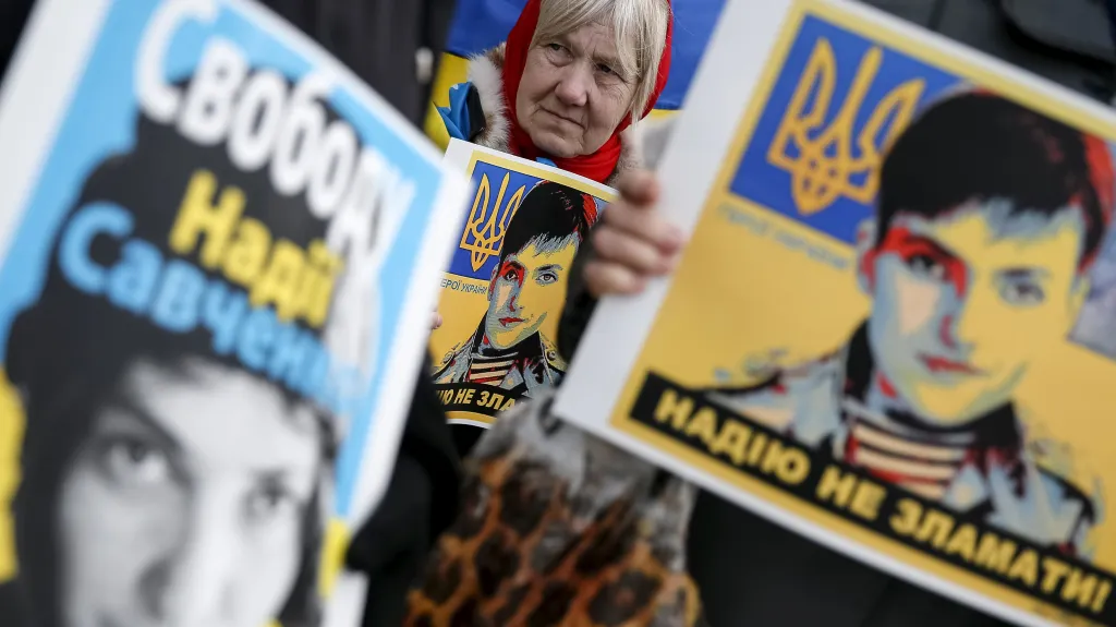 Protest za propuštění Savčenkové v Kyjevě