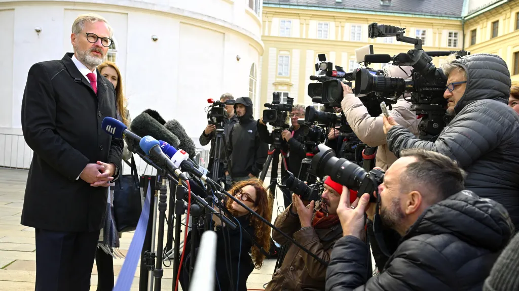 Premiér Petr Fiala (ODS) po schůzce s prezidentem Petrem Pavlem