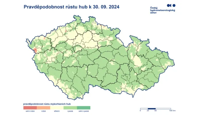 Pravděpodobnost výskytu hub 30 .9. 2024