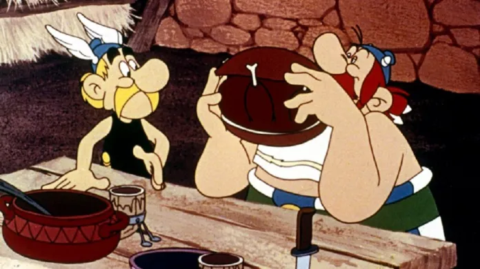 Komiksoví hrdinové Asterix a Obelix