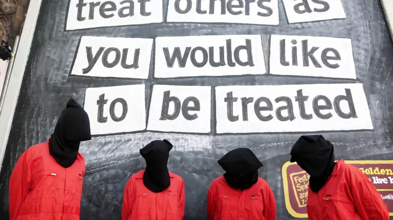 Protest proti porušování lidských práv v Guantánamu v roce 2010