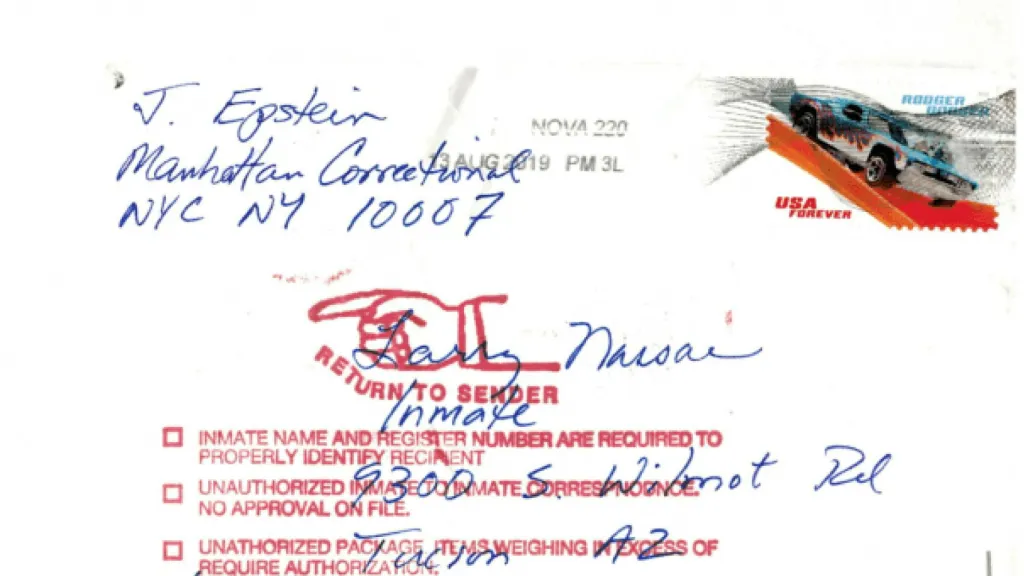 Jeden z dopisů Jeffreyho Epsteina zveřejněný ministerstvem spravedlnosti USA