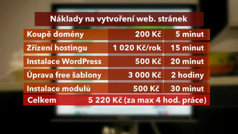 Náklady na vytvoření webu