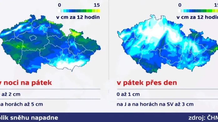 Kolik v Česku napadne sněhu