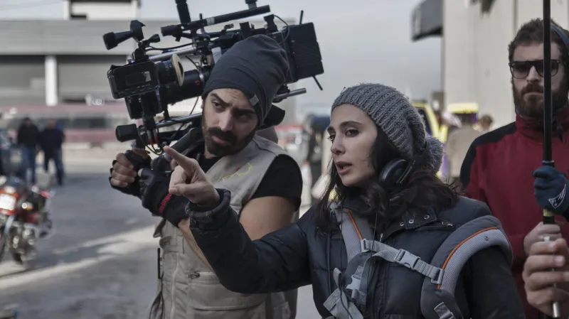 Nadine Labakiová při natáčení filmu Kafarnaum