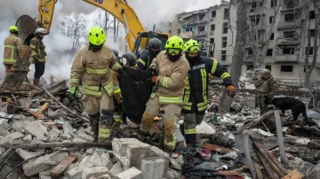 Následky ruského útoku na Charkov (7. března 2026)