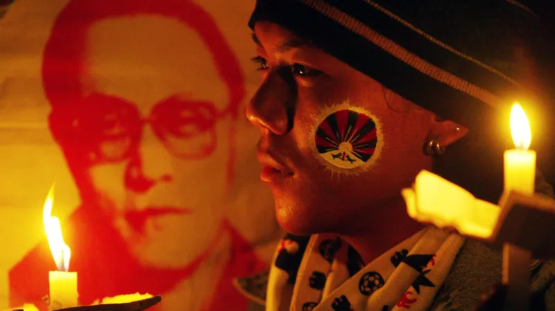 Protest na podporu Tenzina Rinpočeho