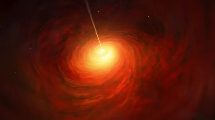 Umělecká představa černé díry v centru M87
