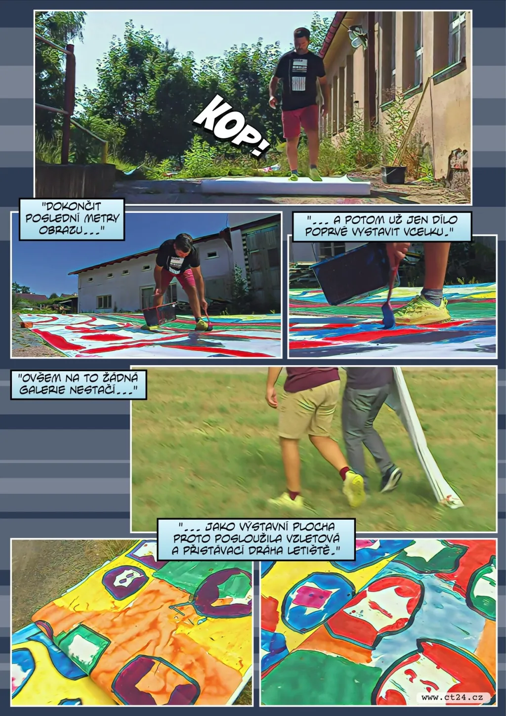 Nejdelší obraz v Česku má přes kilometr. Vystavovat ho museli na letišti