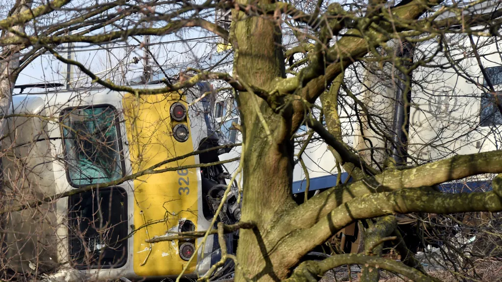 Vykolejený vlak v Belgii
