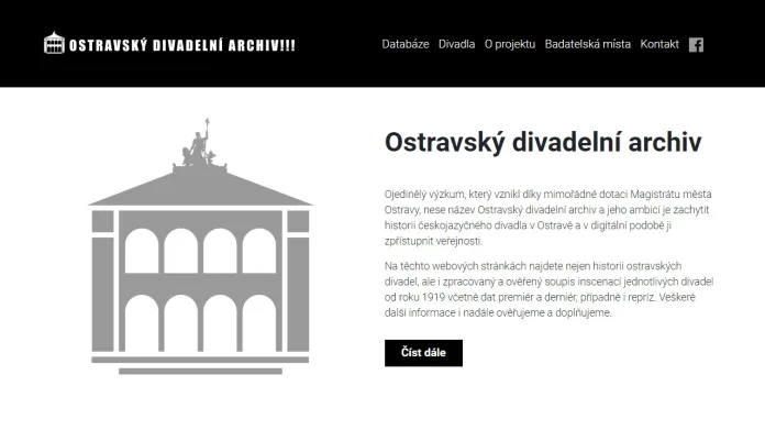 Ostravský divadelní archiv – náhled webové stránky