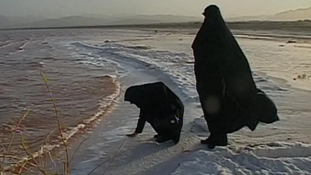 Nános soli na břehu Urmijského jezera