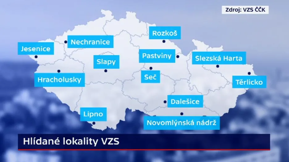 Lokality hlídané vodními záchranáři