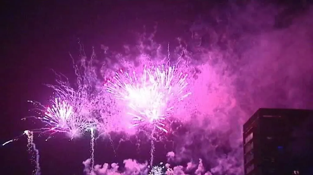 Novoroční ohňostroj v Ostravě-Hrabůvce