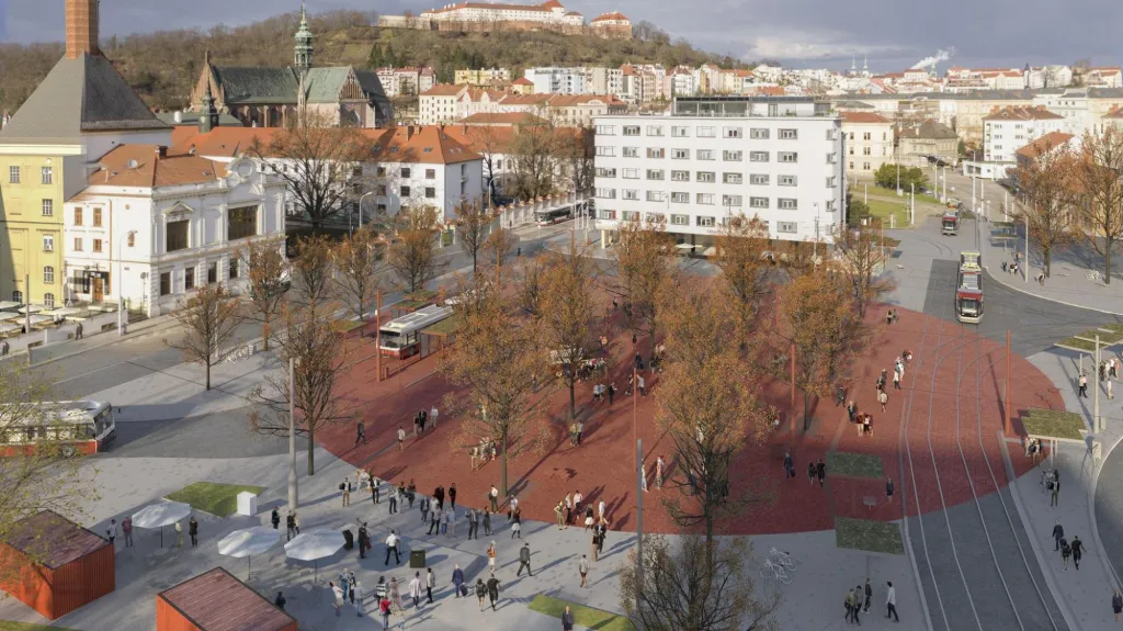 Vizualizace opraveného Mendlova náměstí v Brně