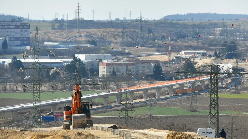 Stavba západního okruhu Plzně (březen 2022)