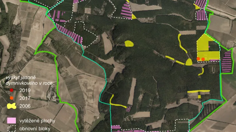 Mapa výskytu okáče dymnivkovitého