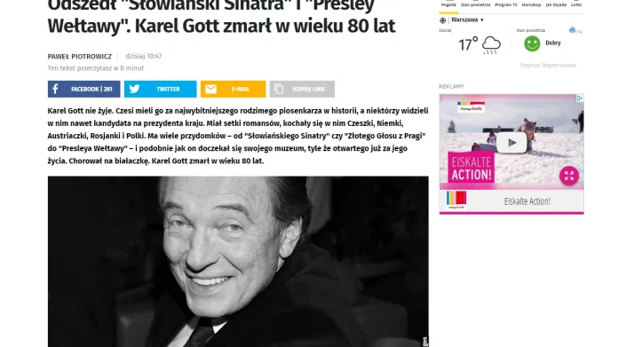 Polský Onet informuje o úmrtí Karla Gotta