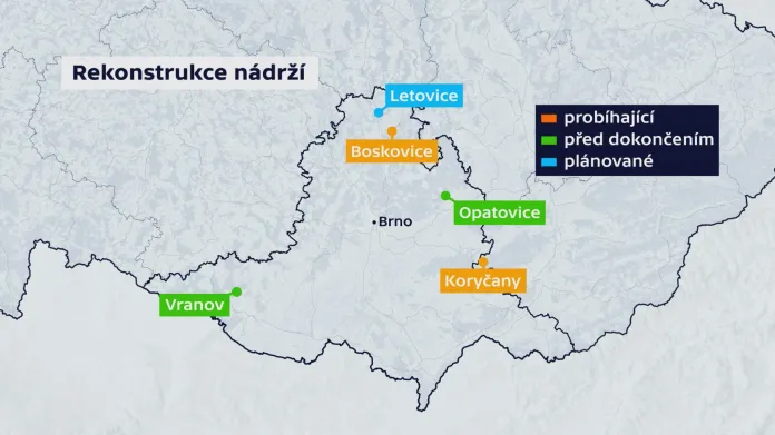 Rekonstrukce nádrží na jihu Moravy