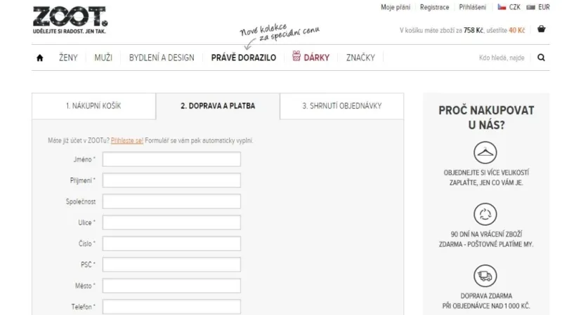 Přihlášení do e-shopu Zoot.cz