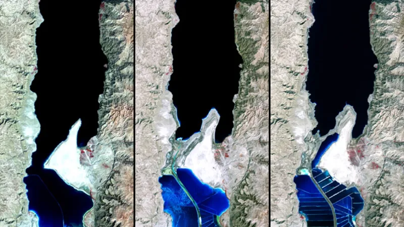 Ubývání vody v Mrtvém moři: srovnání roků 1972, 1989 a 2011