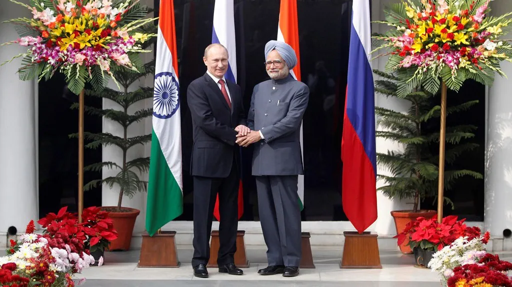 Vladimir Putin a Manmóhan Singh