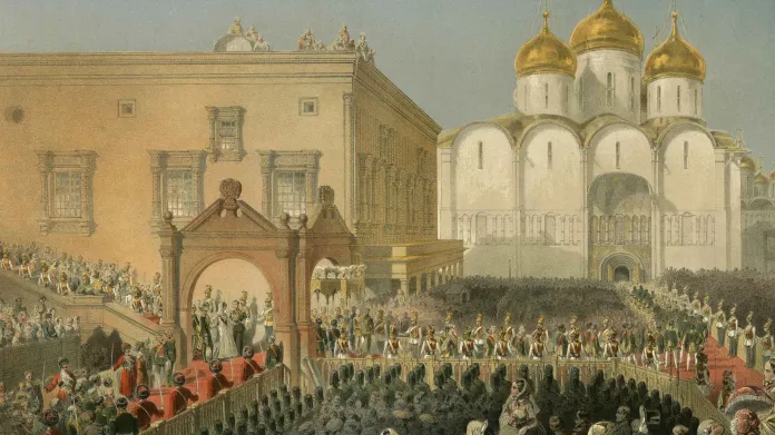 Procesí během korunovace Alexandra II. carem