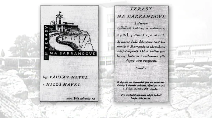 Pozvánka k otevření  Teras na Barrandově 4. října 1929